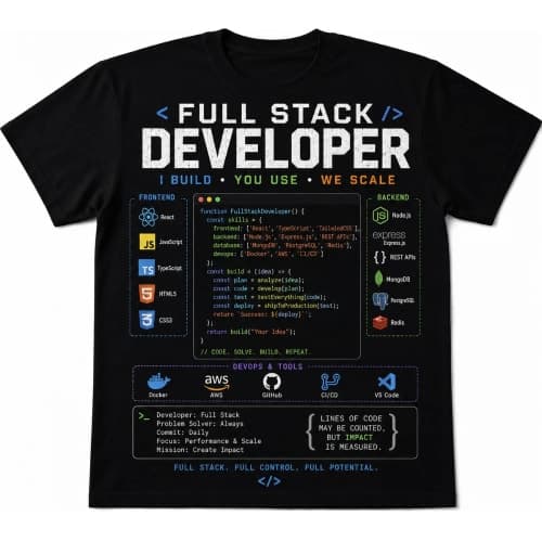 Full Stack Developer Code Snippet T-Shirt