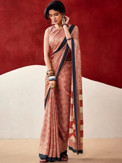 Striped Printed saree with Woven Design Border border