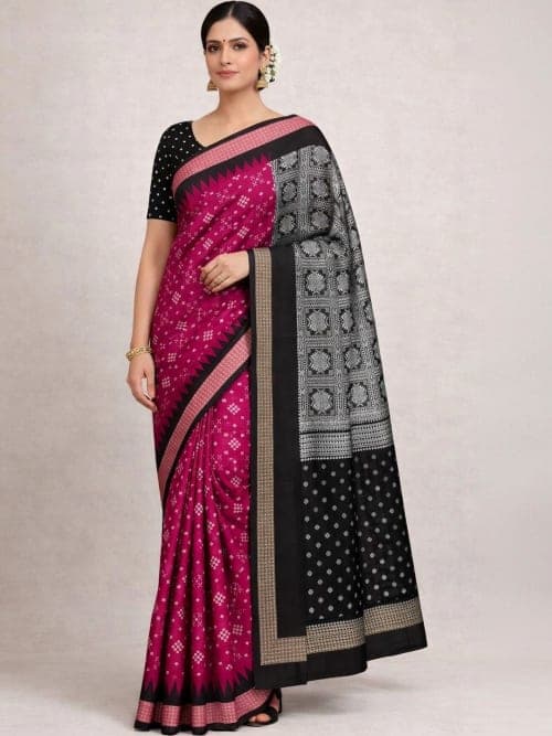 Pink Sambalpuri Woven Design saree with Woven Design Border