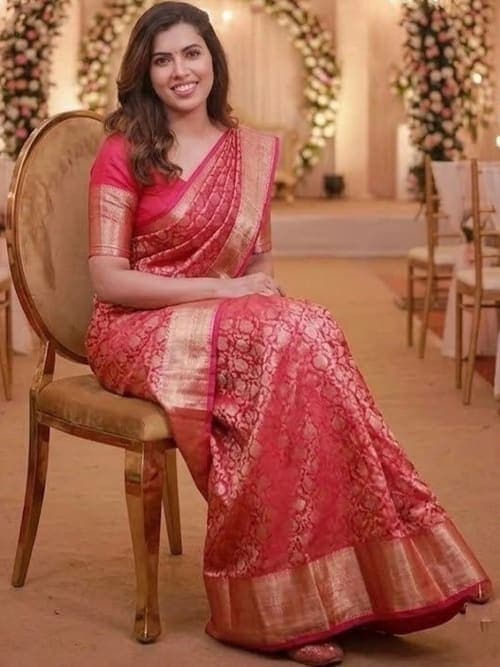 Red Banarasi Woven Design Saree with Zari Border