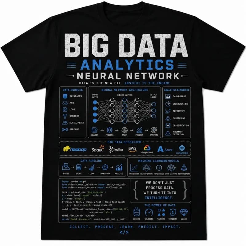 Big Data Analytics Neural Network Oversized T-Shirt