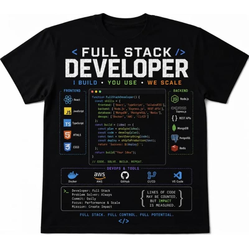 Full Stack Developer Code Snippet T-Shirt