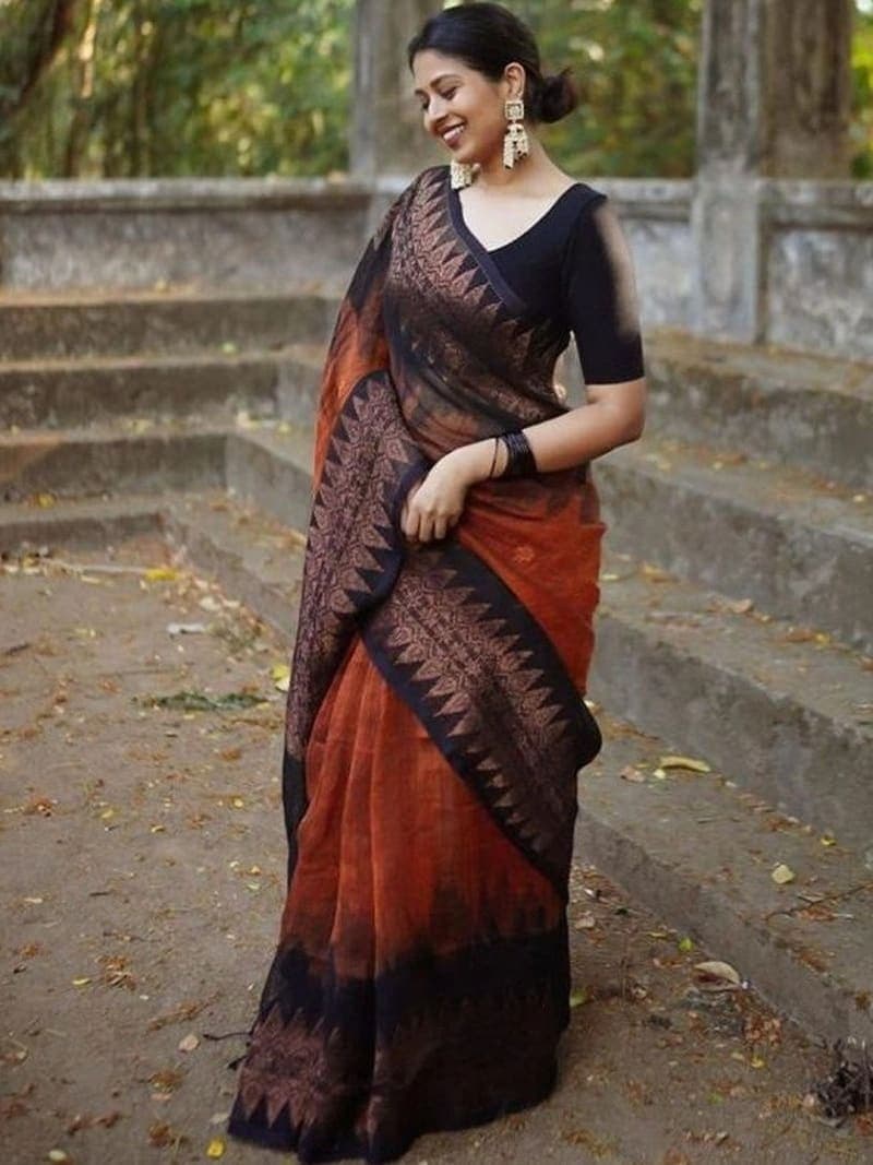 Multicoloured Arani Silk Woven Saree with Zari & Embellishments