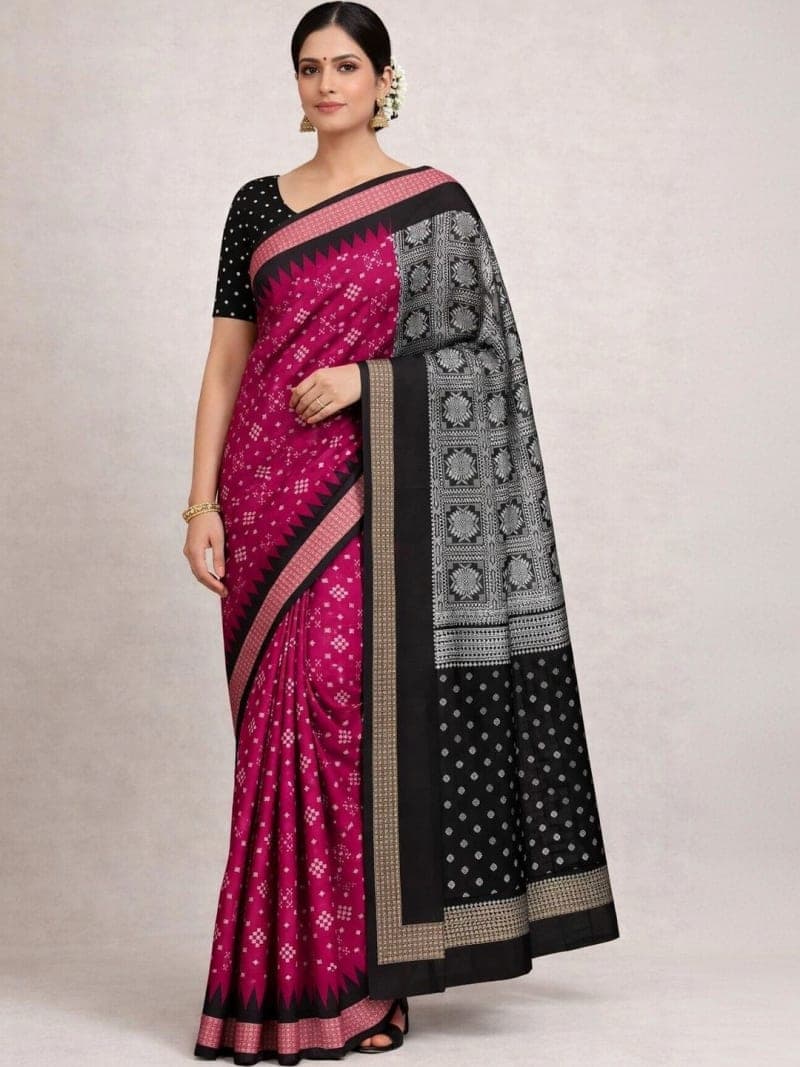 Pink Sambalpuri Woven Design saree with Woven Design Border